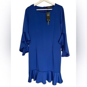NEW Jacansi Royal Blue Bell Dress With  Bell Sleeves, Size L